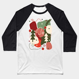 Retro Christmas Tree Abstract Aesthetic Pattern Baseball T-Shirt